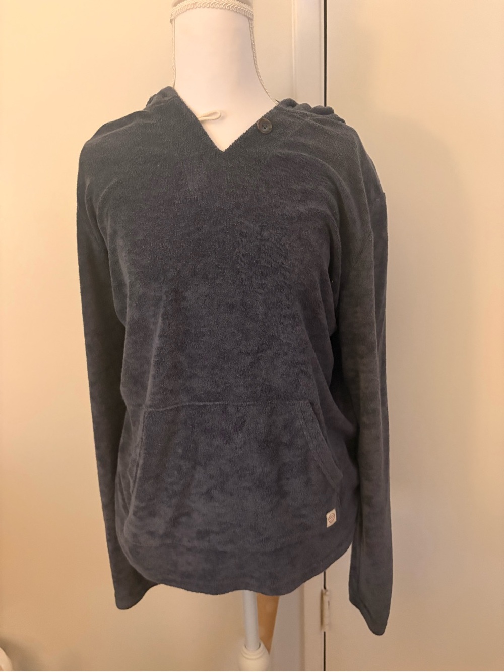 Marine Layer Men's Navy Blue Hooded Pullover Sweater